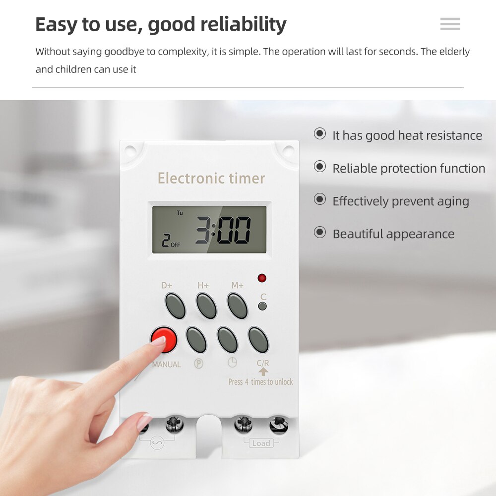 Digital Timer Switch Time Relay 220V 3A Programmable Din Rail Timer Switch Micro-computer KG316T-II Electronic Time Switch Relay