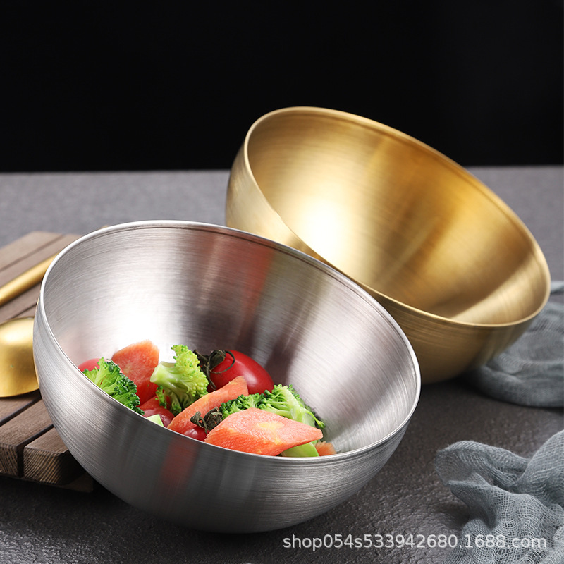 Goud Kom Rijst Soepkom Roestvrij Staal Koper Koreaanse Slakom Servies Huishouden
