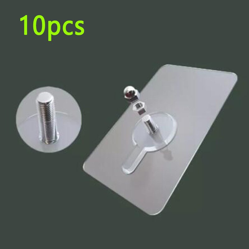 10pcs Punch-Free Non-Marking Screw Stickers Wall Picture Hook Invisible Traceless Hardwall Drywall Picture Hanging Kit: 10pcs-A