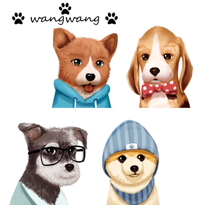 Cartoon Puppy Dog Wall Stickers for Bedroom Kids Girls room Nursery Stickers Eco-Friendly Removable Vinyl Wall Decals Home Decor