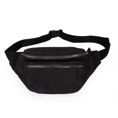Riñonera YoReAi de pana, riñonera de con cremallera, riñonera deportiva de viaje, riñonera para chica, riñoneras, riñoneras de para teléfono, riñonera para mujer: Negro