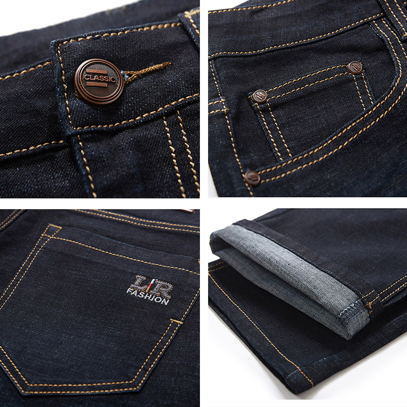 Grande taille Jeans hommes classique printemps automne Stretch noir Denim pantalon noir Jeans Baggy pantalon ample coupe homme Jeans 44
