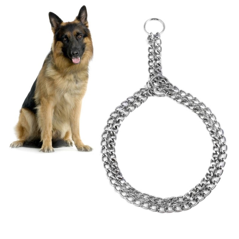 Dubbele Ketting Halsband Lood Duurzaam Outdoor Hond Opleiding Kraag Voor Grote Honden S/M/L