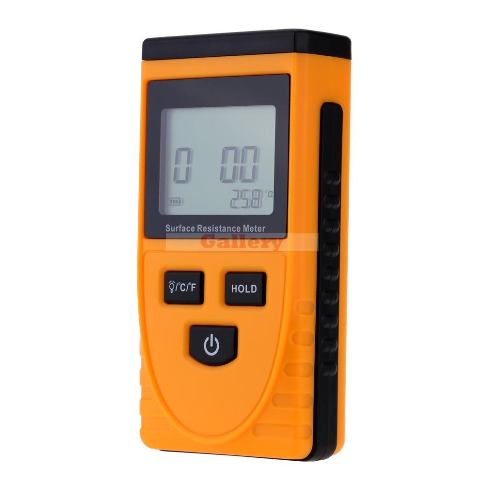 Handheld Lcd Display Surface Resistance Tester Meter with Data Holding Ambient Temperature Measurement Lcd Display