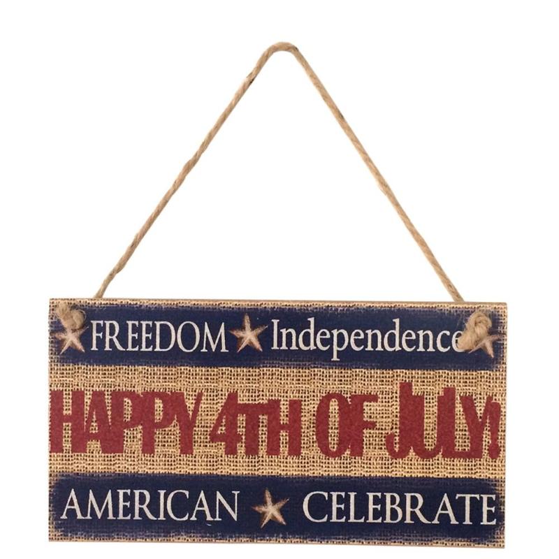 Houten Rechthoek Opknoping Bloem Letters Bord Onafhankelijkheid Dag Decor Muur Deur Woondecoratie Ambachten Levert: 5