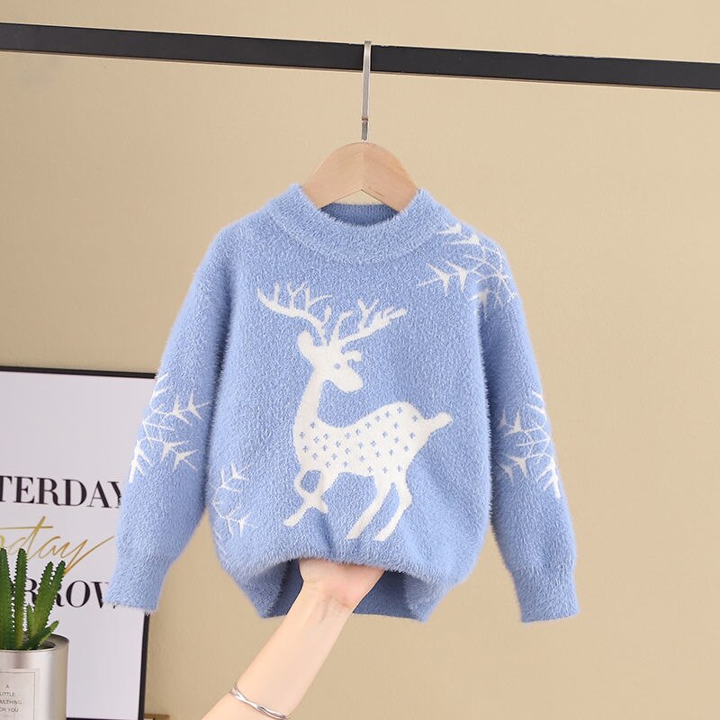 80cm-140cm børne sweater drenge strikket top baby koreansk version top rund hals varm - holder tegneserie