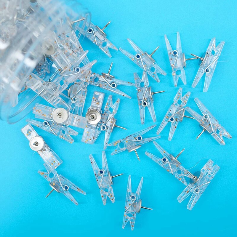 Push Pin Clips,Cork Board Push Pins Tacks,Photo Pushpins Clips Paper Clips with Pins,Pins Thumbtack for Bulletin Board