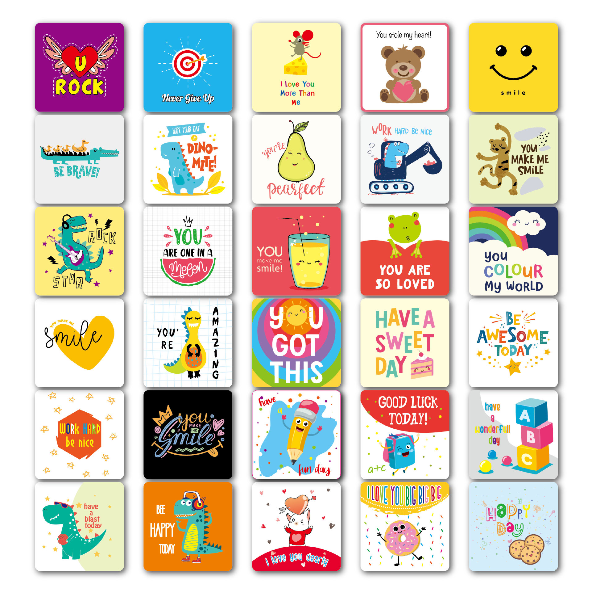 60 Lunch Box Notes for Kids Cute Inspirational and Motivational Positive Thinking of You Cards for Boy's and Girl's Lunchbox