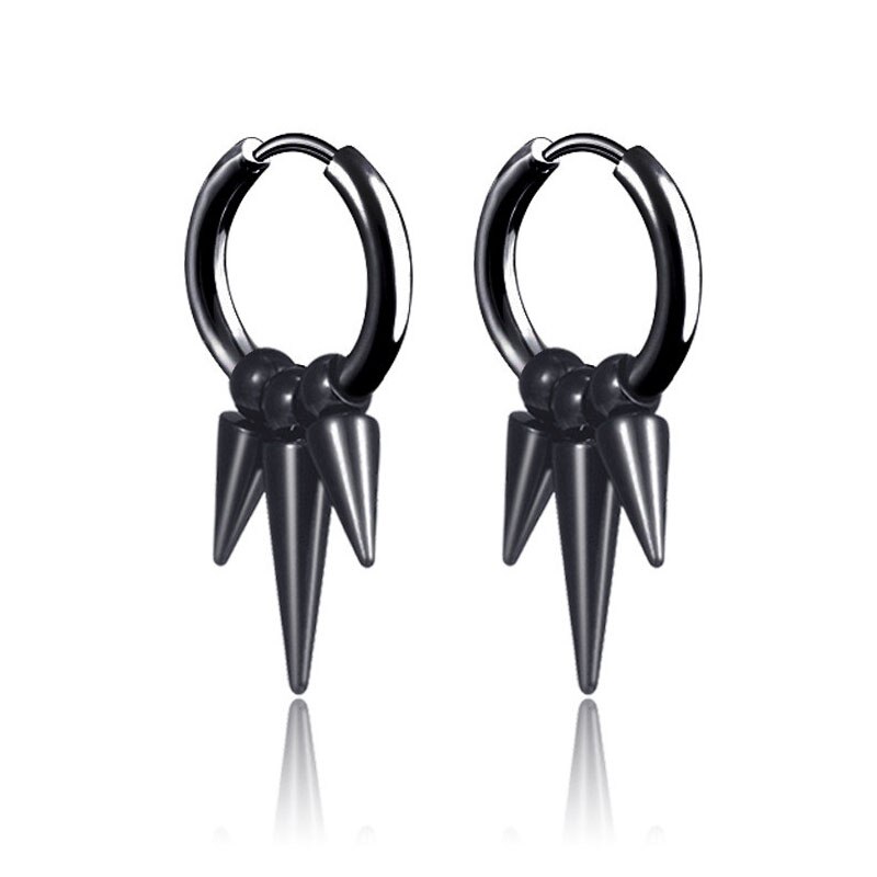 Mode Klinknagel Taper Rvs Earring Voor Vrouwen Mens Classic Punk Stud Oor Sieraden 2 Stuks: C stud black