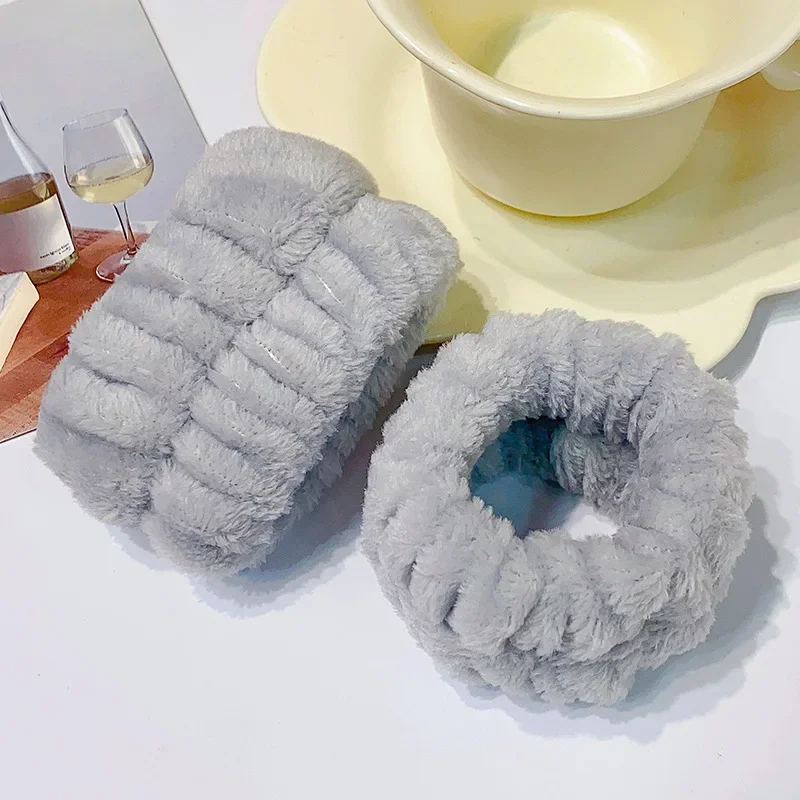 Muñequera de microfibra para lavado de muñeca, toalla, muñequera, Scrunchies para lavarse la cara, muñequera absorbente, diadema para mujer: Rojo