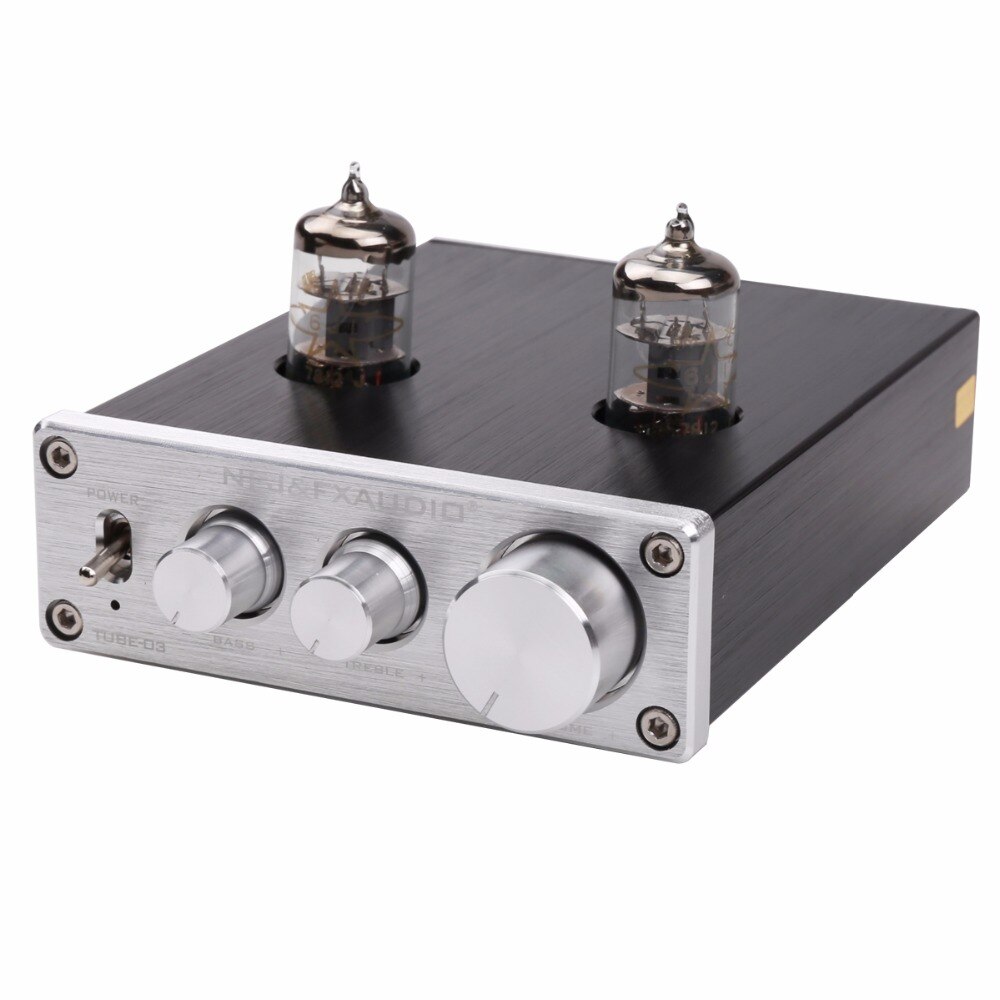 FX-AUDIO TUBE-03 MINI Bile 6K4 / 6J1 reamp Tube Amplifier Buffer HIFI Audio Preamplifier Treble Bass Adjustment Pre-amps DC12V