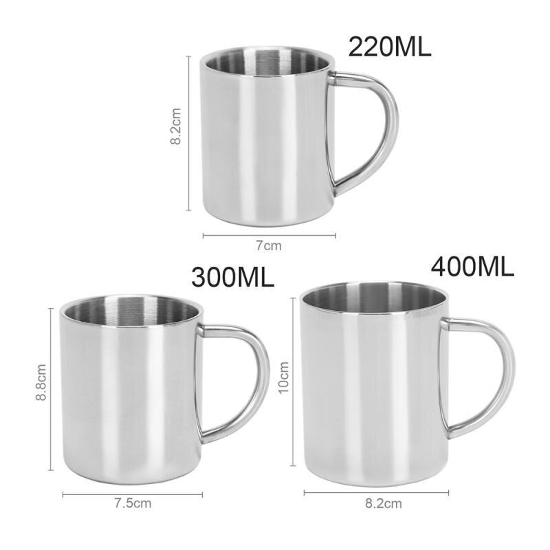 Double Wall Anti Scalding Coffee Thermal Mug Insulated Portable Stainless Steel Whiskey Beer Tea Juice Drinking Handle Water Cup