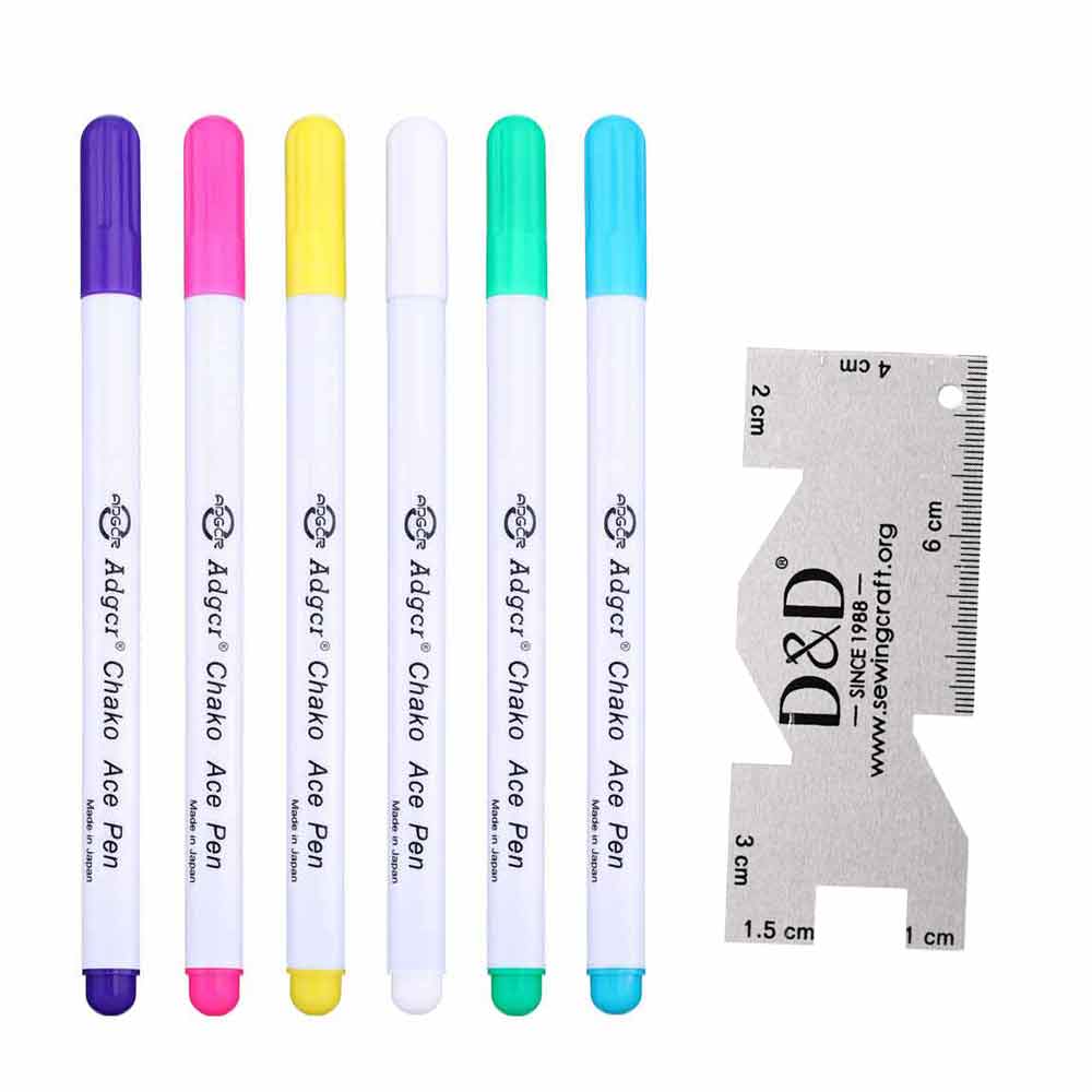 Disappearing Erasable Ink Fabric Marker Pen Water Erasable Pen&Sewing Measuring Gauge for Quilting Dressmaking Sewing Tool: ALL