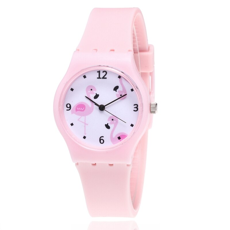 Silicone Candy Jelly Kleur Student Horloge Meisjes Klok Flamingo Horloges Kinderen Horloge Cartoon Kinderen Quartz Horloge: PK