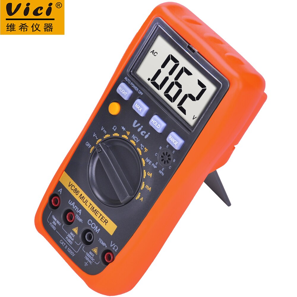 Digital Multimeter 3 1/2 Vici VC86 Auto Range DMM Temperature Meter w/NCV hFE Test &amp; LCD Backlight