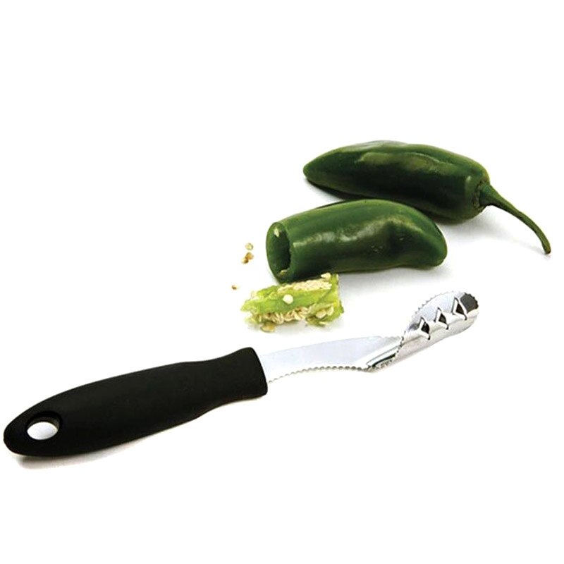 Rvs Jalapeno Popper Peper Corer Tool Gekartelde Rand Beluchtingstanden Tool JS22