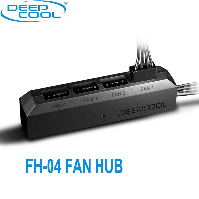 Deepcool FH-04 4PIN cooling fan hub splitter cable 3pin 4pin PWM PC case fan Hub,Double sided Adhesive: Default Title