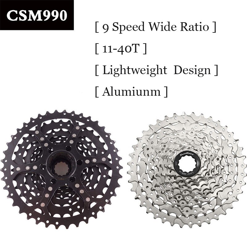 Sunrace 9 Speed Cassette 11-40T Mountain Bike Freewheel X9 Chain Cogs Wide Ratio MTB Freewheel Adapter fit Shimano SRAM