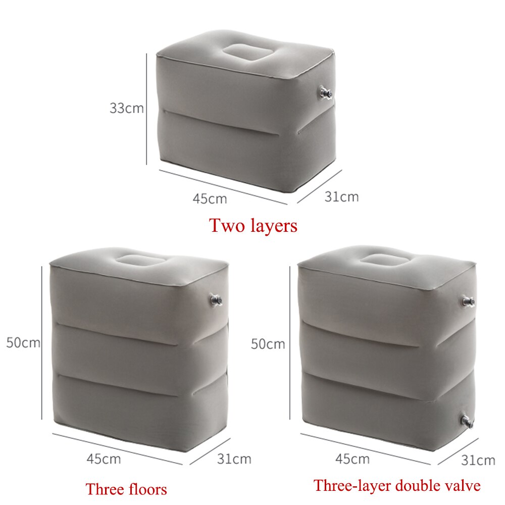 Inflatable Foot Rest Cushion - Travel Pillow for Airplane, Office, Home - 45x31x50cm - Folding - Flocking PVC