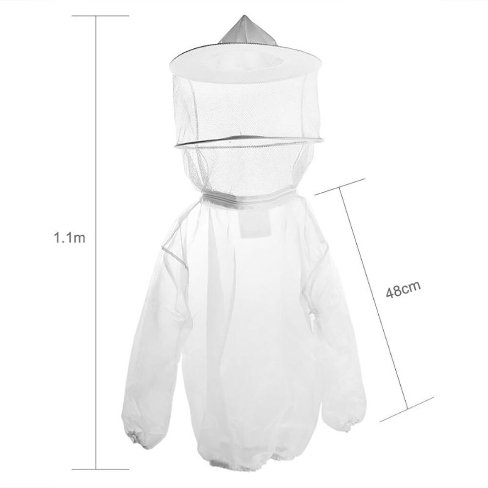 Ropa transpirable para apicultura Anti-abeja traje de apicultura dedicado medio cuerpo con tapa a prueba de abejas blanco