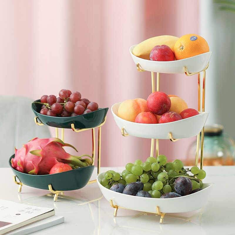 Nordic Living Room Ceramic Fruit Plate Multi-layer Fruit Dish Fruit Bowl Fruit Bowl Snack Basket Household Dry Luxury