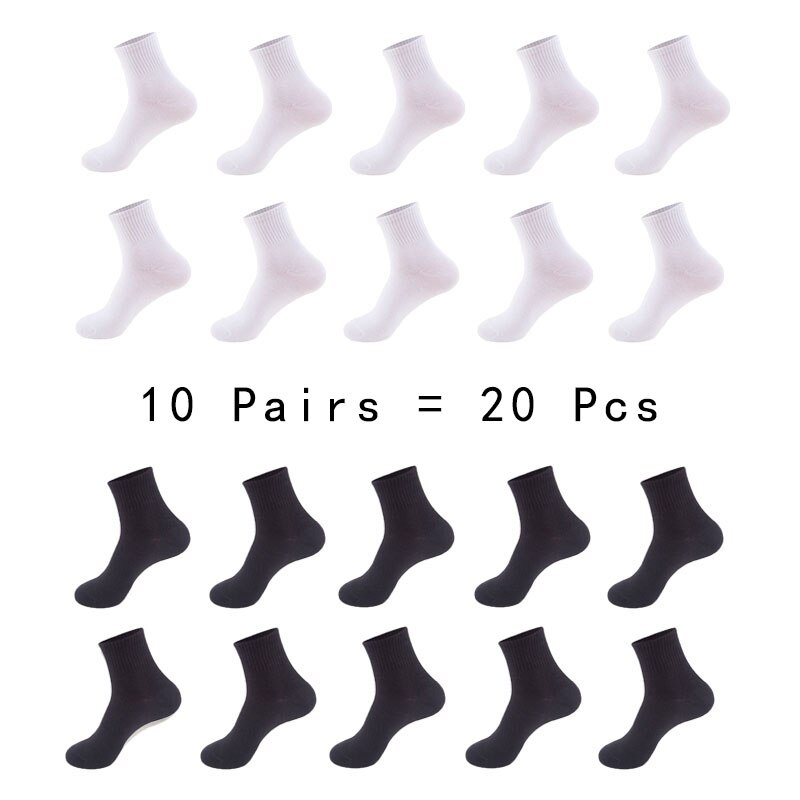 Strumpor herr bomull vit svart vårvinter enfärgad besättningsstrumpor herrsockor som andas paket 1 ser meias 10 par 20 st 1 lot sox