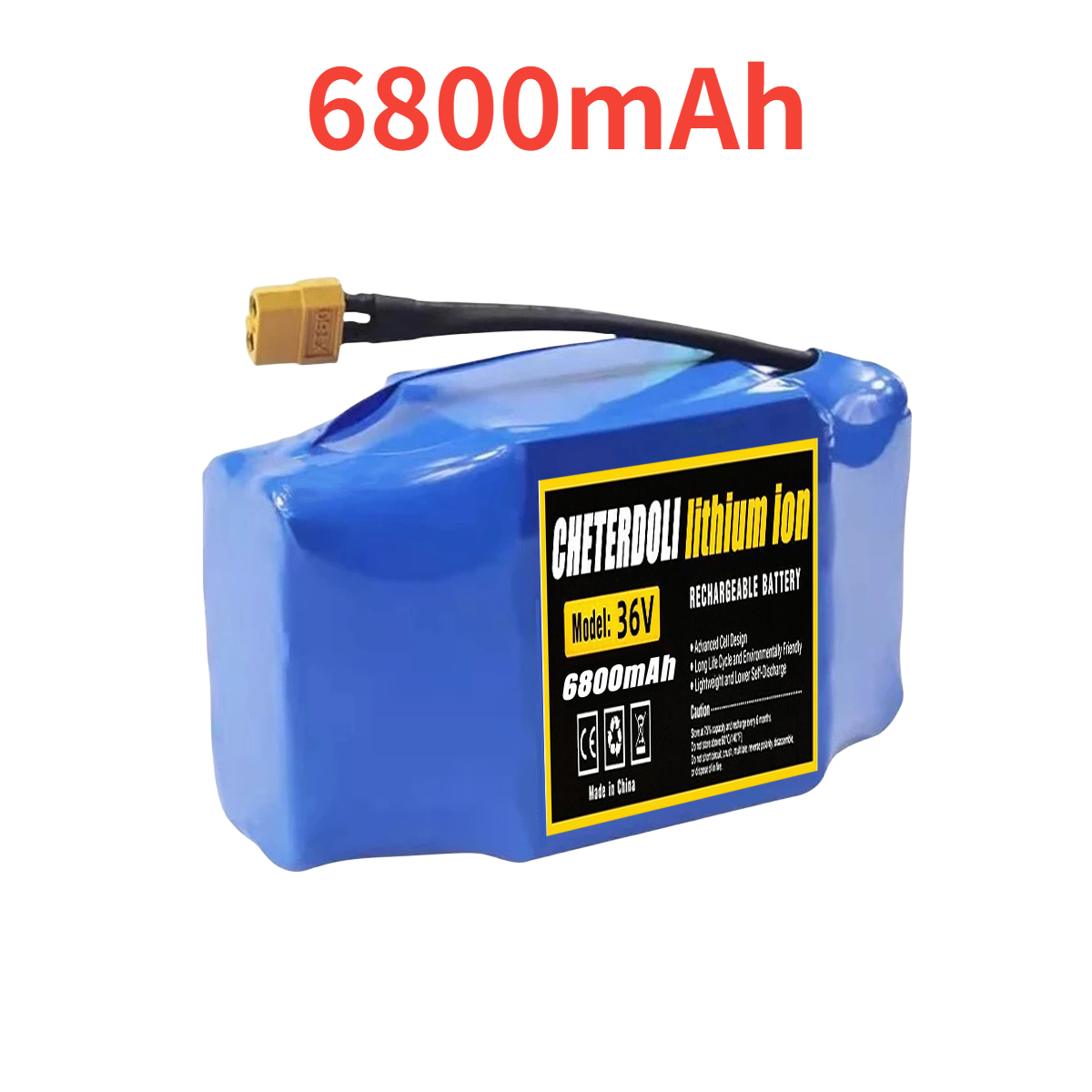 Batería recargable de litio de 36V, 12Ah, 10s2p, verdadera para patinete eléctrico autoequilibrado, monociclo HoverBoard, batería excepcional: Oro