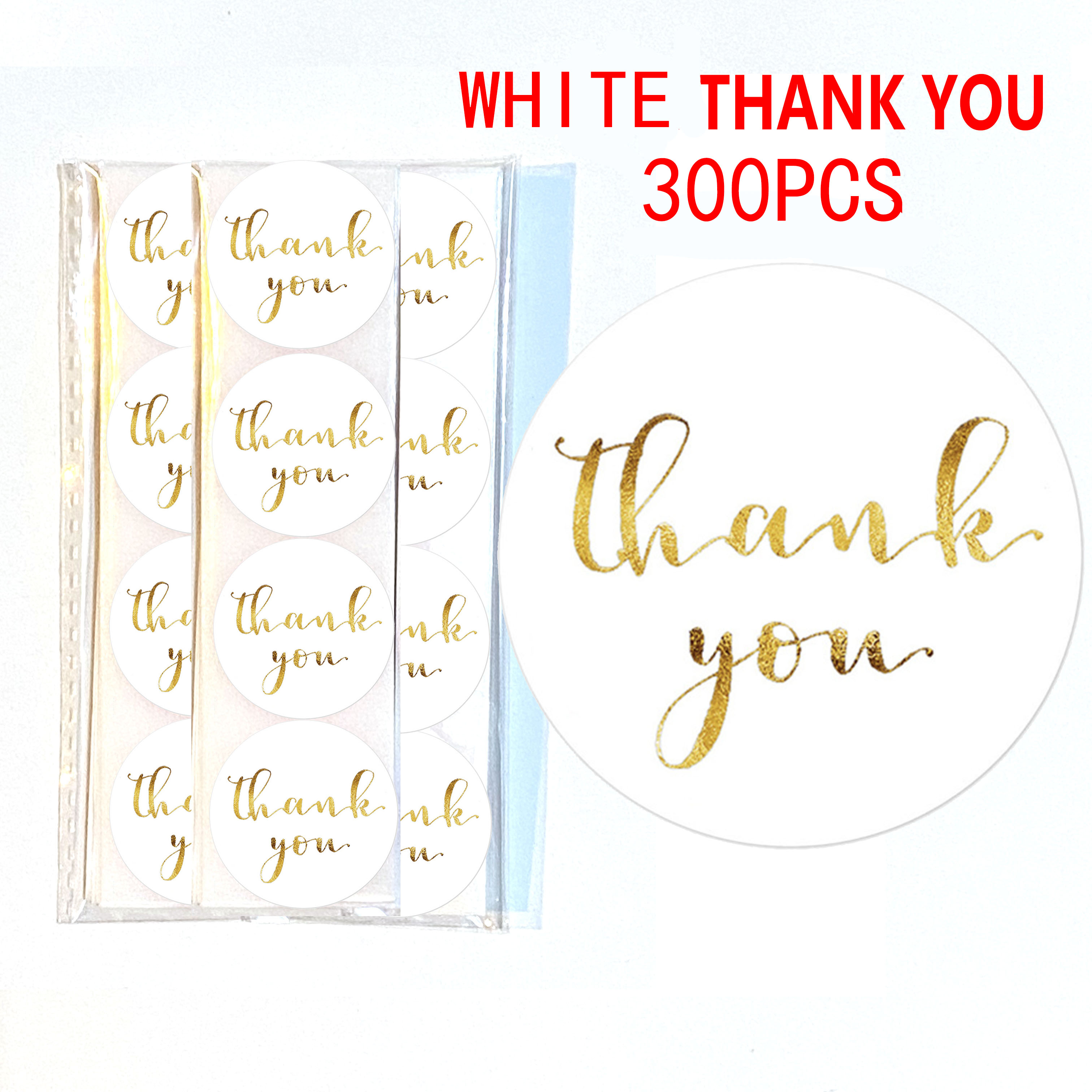 500pcs Thank You Label Sticker Scrapbooking Handmade With Love Envelope Packaging Thank You For Your Order Stickers Business: 300pcs white ty