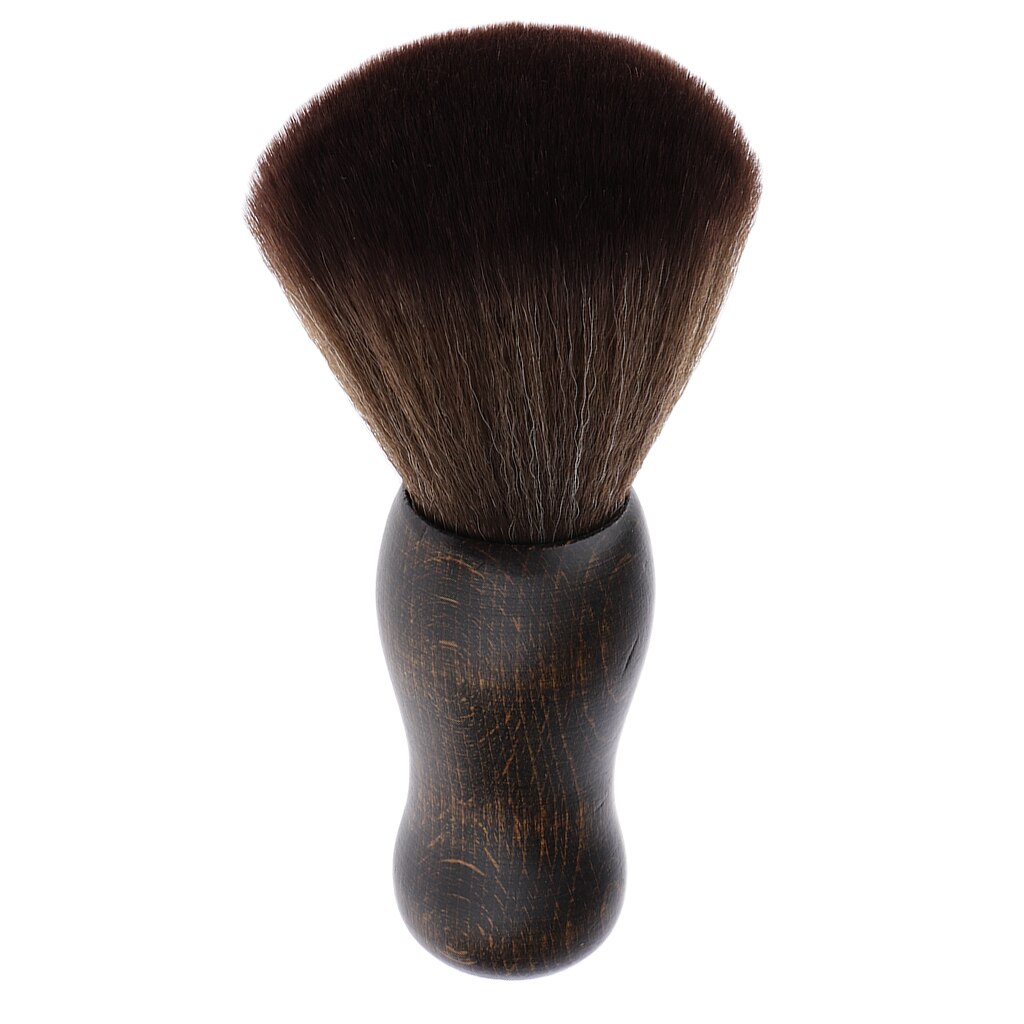 Plumeau doux pour le cou, brosse propre pour coupe de cheveux, Salon de coiffure, poignée en bois