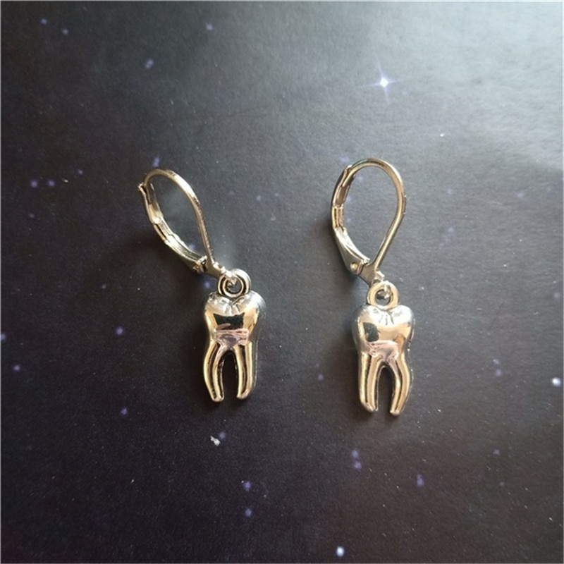 Tand leverback øreringe tand charme tand pendant tand smykker tandplejer øreringe tandlæge