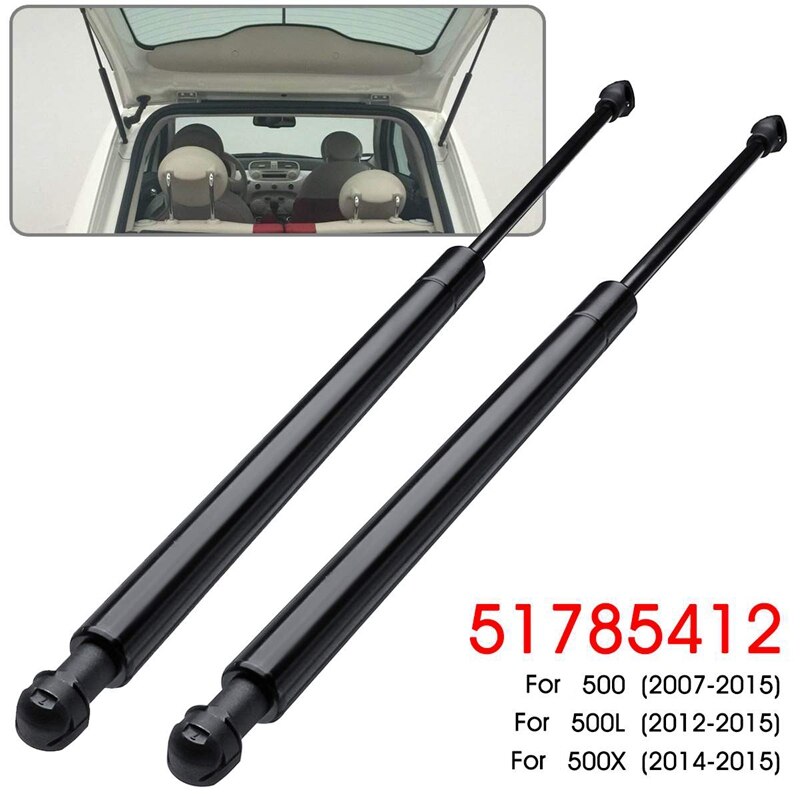 Portaequipajes de Gas para maletero de ventana trasera, soporte de varilla de soporte para Fiat 500 2007 51785412, 2 uds.: Default Title