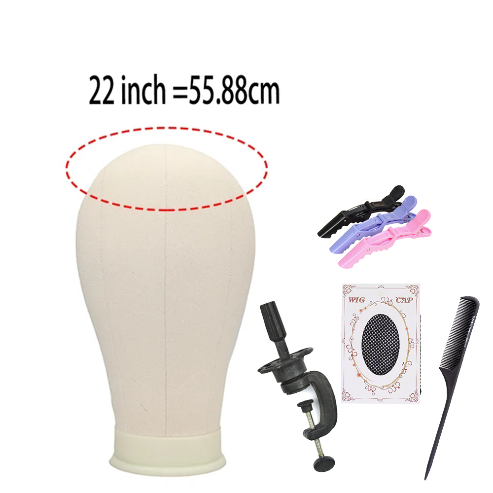 21"-23'' Canvas Block Head DIY Head Welf/Hair Extension/Lace Wig Styling Mannequin Head Canvas Head For Making Wigs Hair Accesso: black