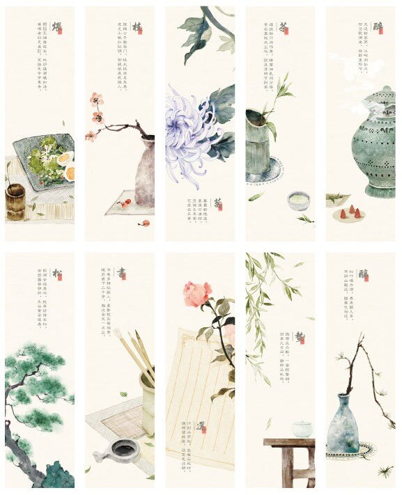 Vintage flower paper bookmark(1pack=30pieces)