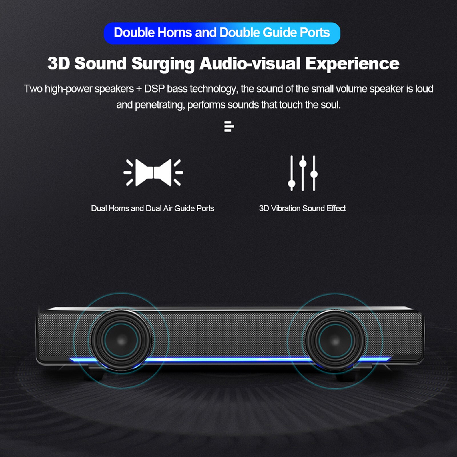 Sada V-196 3.5Mm + Usb Bedrade Computer Speaker Stereo Subwoofer Krachtige Muziekspeler Bass Surround Sound Box Voor pc Laptop