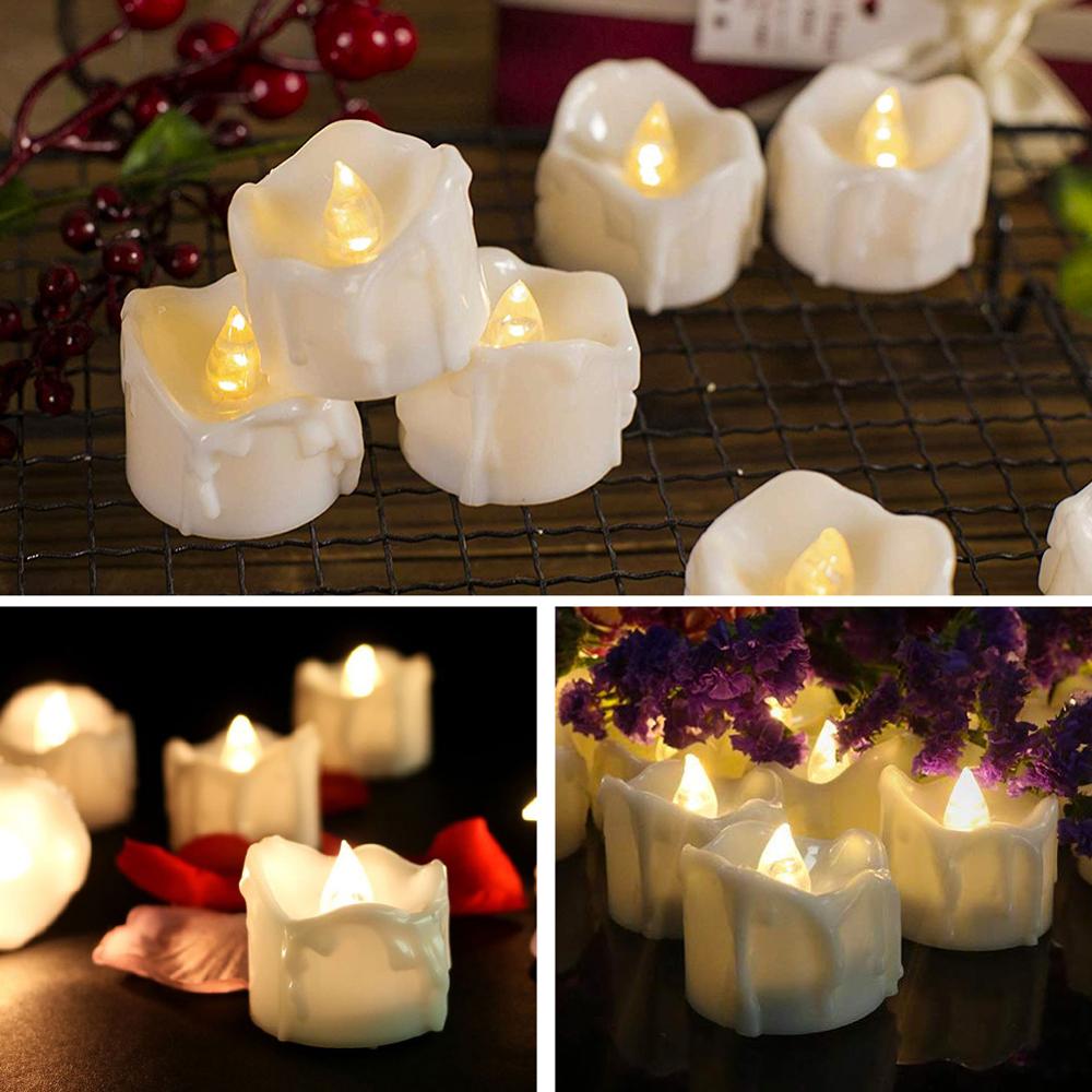 LED Tea Light Candles Set of 12/24 Warm White Electric Tealight for Thanksgiving Christmas Decor Battery Operated Votive Candles