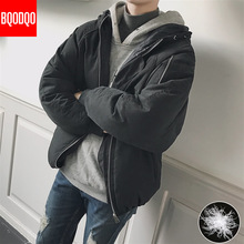 90%  vita dunjacka vinter män varma japanska koreanska casual snöjackor lösa hiphop streetwear harajuku kappor