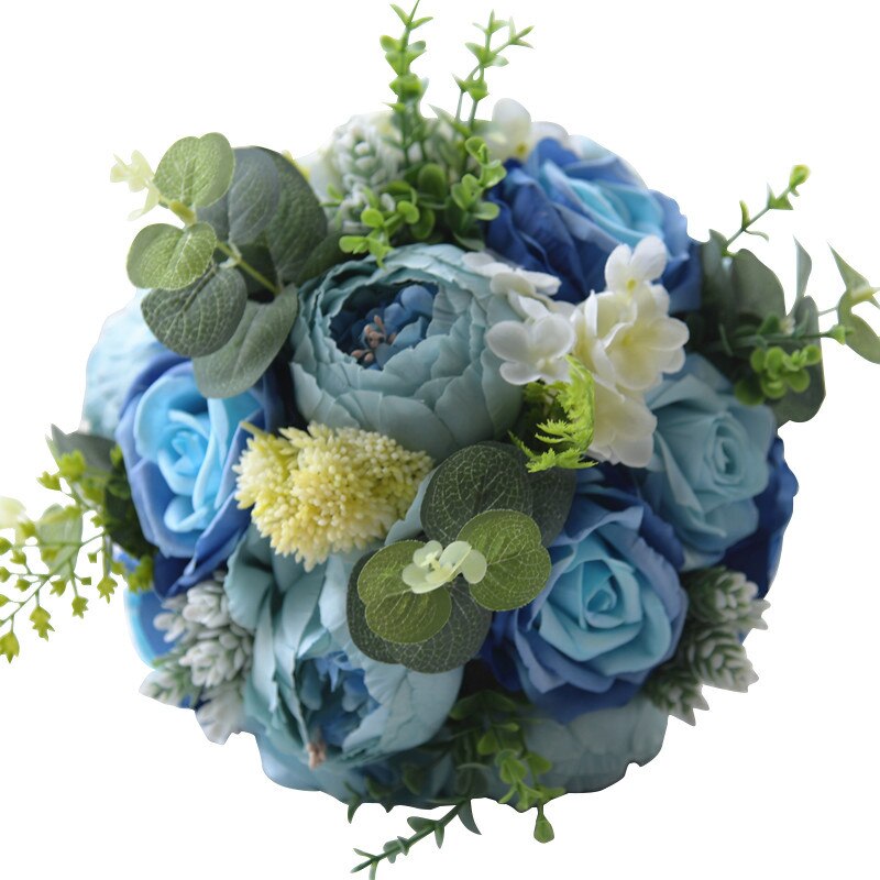 Blå buket til brude kunstig blomsterbuket de ægteskab vandfald elfenben bryllup blomster brude bryllup buketter
