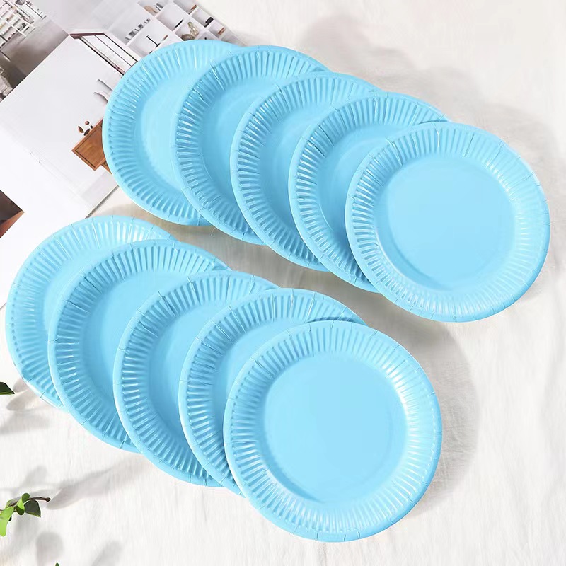 Solid Disposable Tableware Set, Party Supplies, Paper Plates, Wedding, Birthday Party Decor, Adult Favor, Black, Green, Blue,