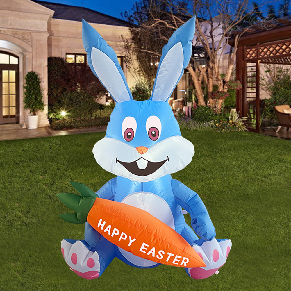 Aufblasbare osterparty-dekoration mit niedlichen, bunten ostereiern und hasen – lustiges spielzeug für drinnen und draußen, aufblasbare gartendekoration