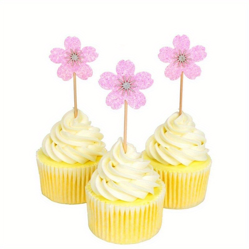 10 stuks kersenbloesems cupcake topper tandenstoker dessert toppers taart decoratie picks voor bruiloft verjaardag feestartikelen