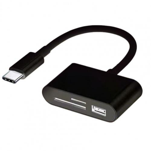SD Card Reader USB C Card Reader 3 In 1 USB 2.0 TF Mirco SD Smart Memory Card Reader Type C OTG Flash Drive Cardreader Adapter: Black Typec