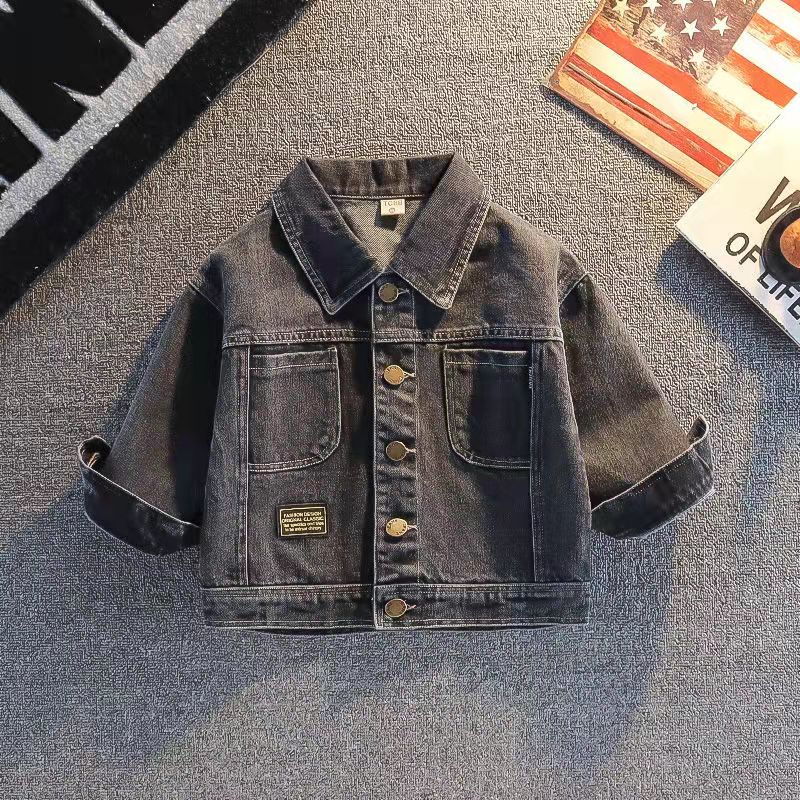 Vestes en Denim pour enfants, Trench en Jean, broderie, manteau décontracté, vêtements d'extérieur, printemps automne: B / 130CM
