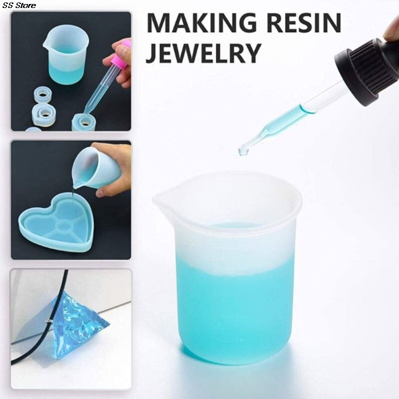 1 Set Reusable Mixing Nonstick Measuring Cups Silicone Stir Stick Liquid Epoxy Resin Jewelry Making DIY Tools