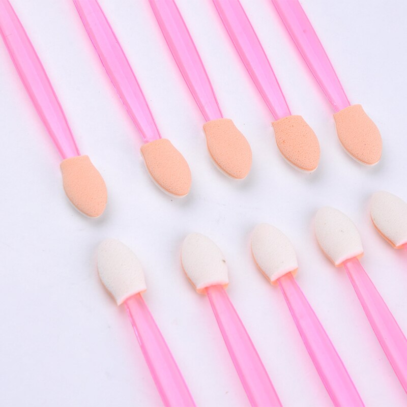 10 Stuks Make-Up Double-End Oogschaduw Wenkbrauw Make-Up Spons Applicator Tool Willekeurige Kleur Set