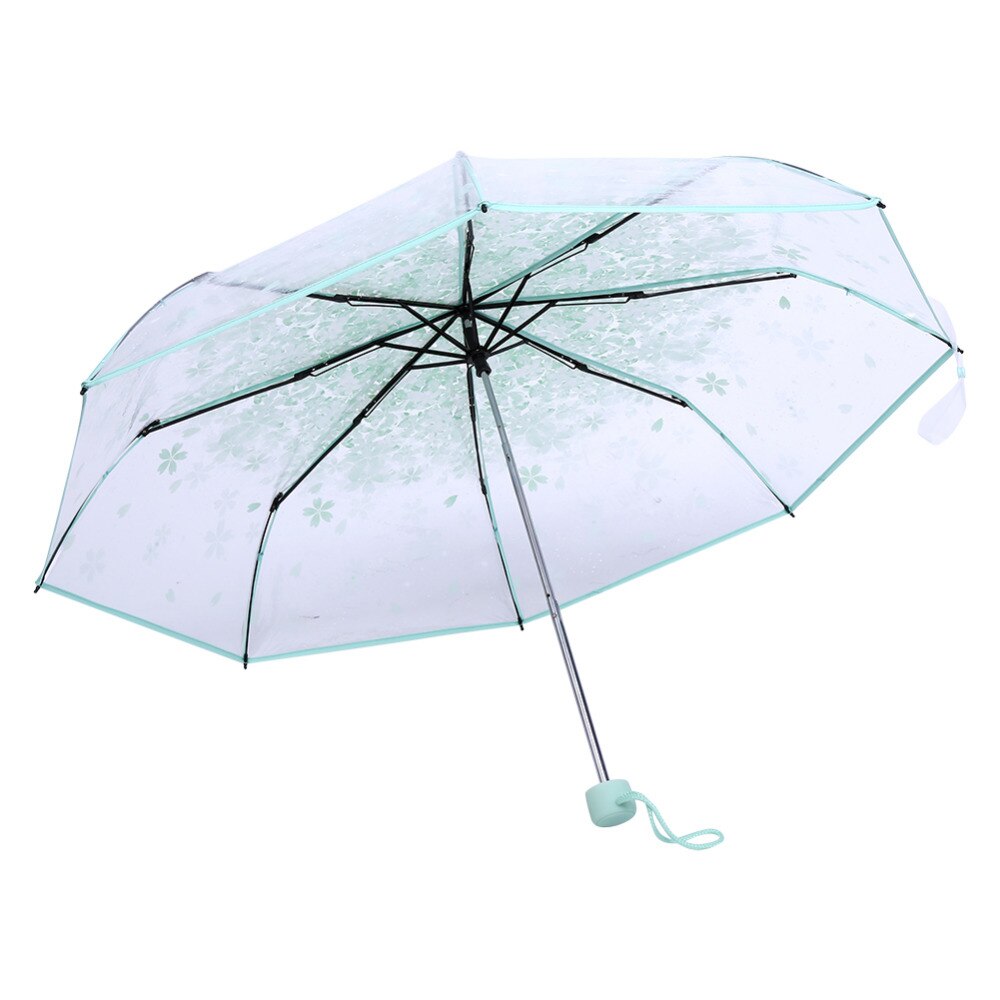 Transparent Folding Women Cherry Blossom Umbrella Fashionable Princess Fold Sun Rain Umbrella