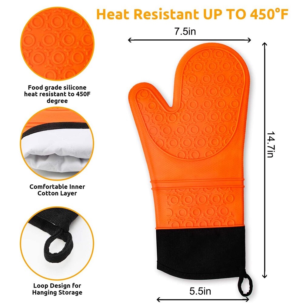 Doppel Schicht Backen Handschuhe Wärme-Beständig Silikon Handschuhe mit Baumwolle Küche Backofen Handschuhe Mikrowelle Handschuh Nicht-Unterhose Topf Halfter