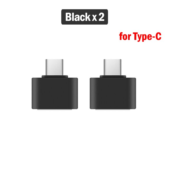 1/2/4 stk usb type-c otg-adapter til samsung galaxy  a50 a60 a70 a31 a41 a51 a71 a12 a22 a32 a42 a52 a72 usb-c otg-stik: 2 stk (sort)