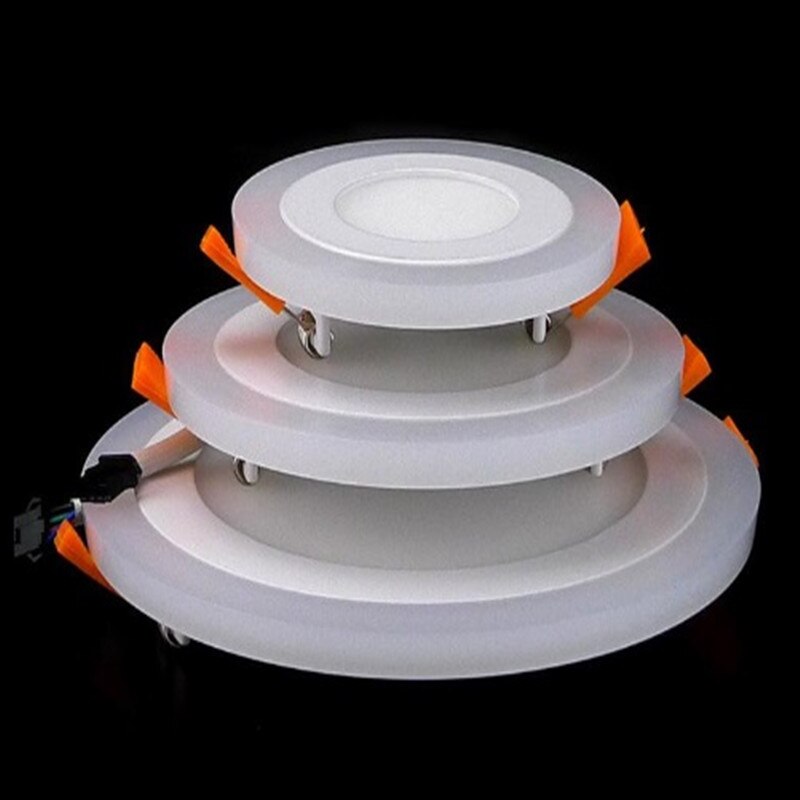 3 Model okrągły niebieski + biały dwukolorowy Panel Led 6w/9w/16w/24w AC85-265V wpuszczane LED oświetlenie sufitowe oświetlenie wewnętrzne