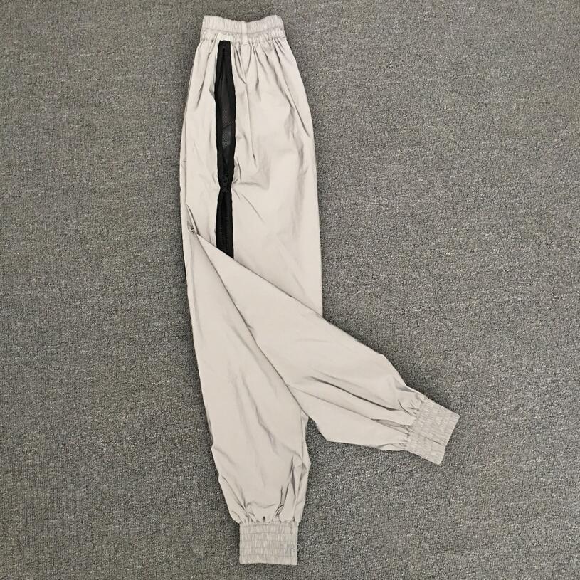 Parklees heren reflecterende cargo broek met patchwork zakken, mesh broek met zijrits, heren outdoor sport nachtzicht joggingbroek