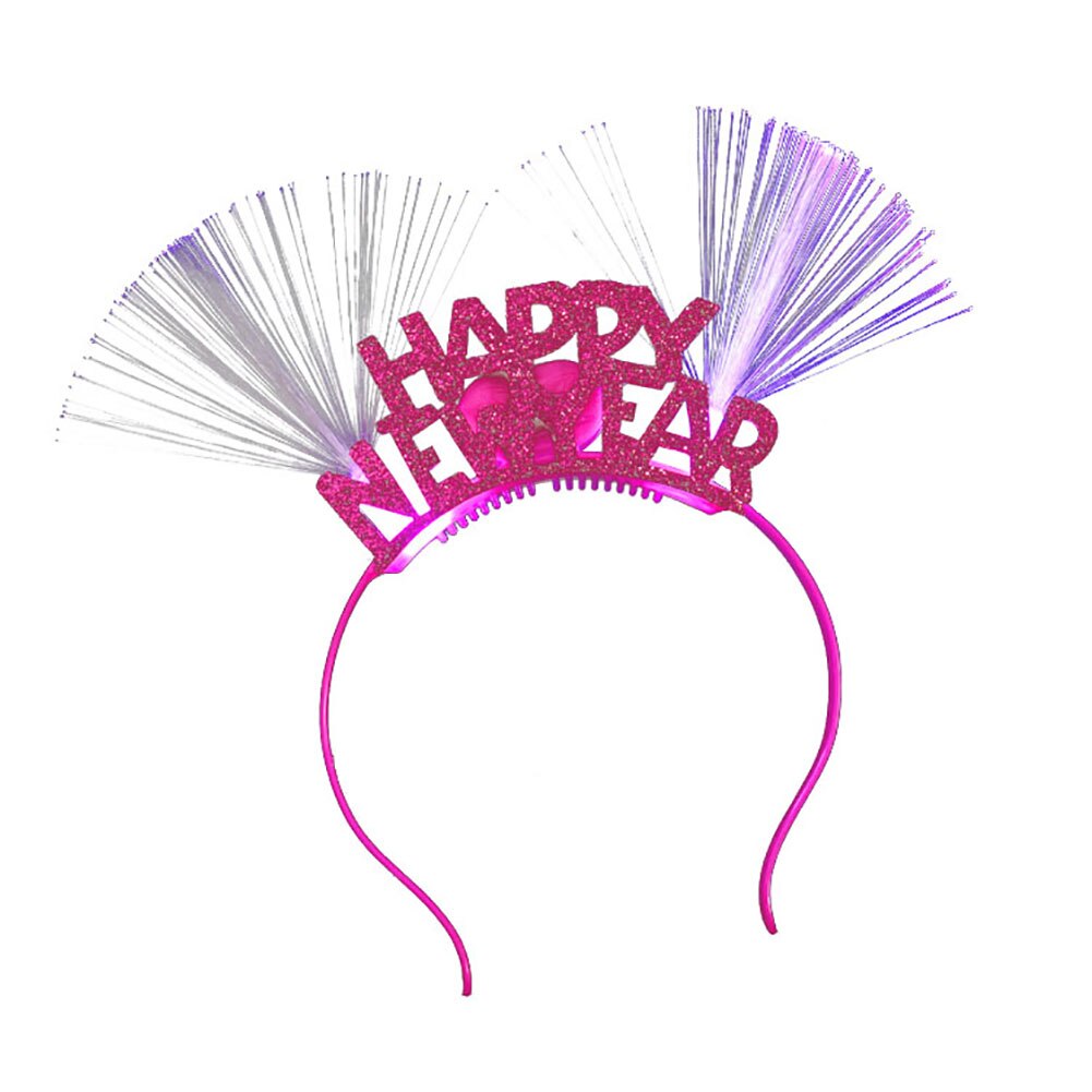 Glitter Happy Year Letters Hair Hoop Optical Fiber Light Up Party Favor Decoration